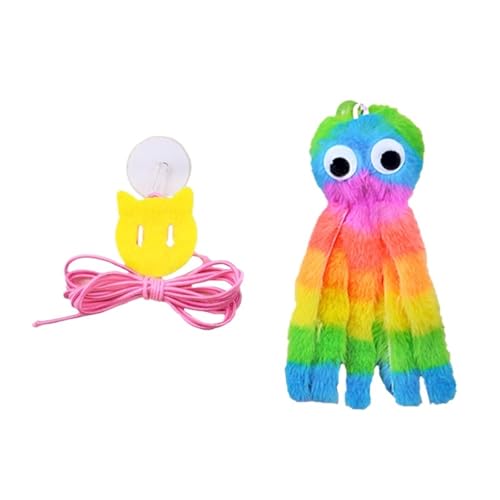 DJSKLDF Katzenangel Hanging Sound Octopus Cat Toys to Relieve Boredom and Self-exciting Plush Elastic Rope Teasing Stick Pet Toy(Color4) von DJSKLDF
