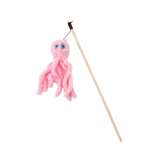 DJSKLDF Katzenangel Octopus Plush Cat Stick Funny Pet Toys Interactive Playing Toy for Cats Teaser Kitten Rod Wand Accessories(Color1) von DJSKLDF