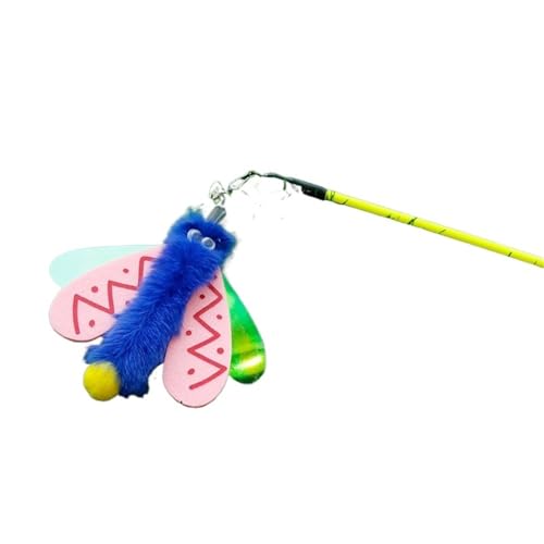 DJSKLDF Katzenangel Pet Cat Toys Interactive Funny Insect Stick Toy for Kitten Playing Teaser Wand Supplies Products Cats(Blue) von DJSKLDF