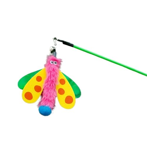 DJSKLDF Katzenangel Pet Cat Toys Interactive Funny Insect Stick Toy for Kitten Playing Teaser Wand Supplies Products Cats(Pink) von DJSKLDF