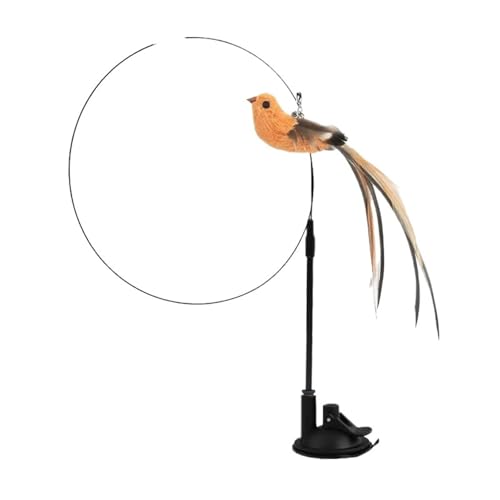 DJSKLDF Katzenangel Simulated Bird Cat Toys Epoxy Sucker Steel Wire Long Rod Feather Teasing Stick Self Hi No Harmful Ingredients von DJSKLDF