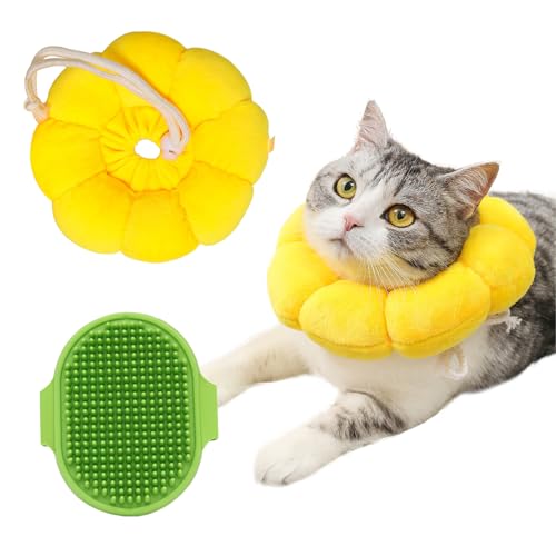 DKDDSSS 2PCS Halskrause Katze, Weich Katze Wiederherstellung Halsband mit Verstellbarem, Anti Biss Safety Schützender Kragen für Hunde Welpen Kätzchen, Nach der Operation Haustier Schutzkragen von DKDDSSS