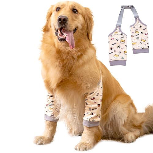 DKDDSSS Recovery Sleeve Hund, Ellenbogenbandage Hund, Ellbogenschoner für Hunde, Hund Chirurgie Erholung Recovery Sleeve für Vorderbeine, Kniebandage Arthrose für Hunde (Gelb, XXL) von DKDDSSS