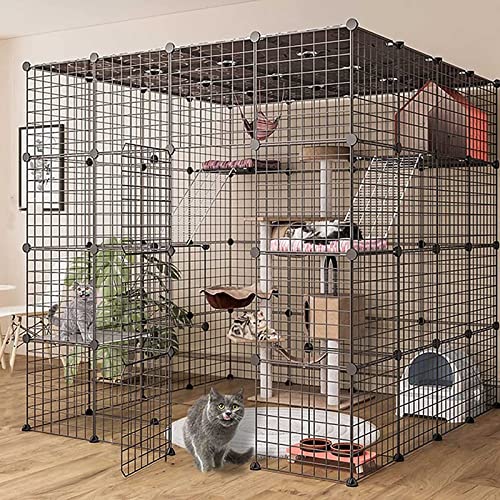 Große Katzenkäfige für den Innenbereich – Katzenkäfig, Zwinger, Katzengehege, Frettchenkäfig, Katzenlaufstall, Katzenzaun, Katzenkäfig mit Katzentoilette, Abnehmbarer Haustier-Auslaufplatz mit Große Katzenkäfige für den Innenbereich – Katzenkäfig, Zwinger, Katzengehege, Frettchenkäfig, Katzenlaufstall, Katzenzaun, Katzenkäfig mit Katzentoilette, Abnehmbarer Haustier-Auslaufplatz mit von DKSNAJ