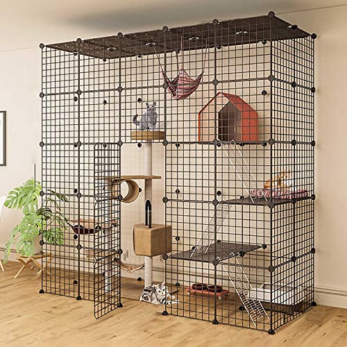 Große Katzenkäfige für den Innenbereich – Katzenkäfig, Zwinger, Katzengehege, Frettchenkäfig, Katzenlaufstall, Katzenzaun, Katzenkäfig mit Katzentoilette, Abnehmbarer Haustier-Auslaufplatz mit Große Katzenkäfige für den Innenbereich – Katzenkäfig, Zwinger, Katzengehege, Frettchenkäfig, Katzenlaufstall, Katzenzaun, Katzenkäfig mit Katzentoilette, Abnehmbarer Haustier-Auslaufplatz mit von DKSNAJ