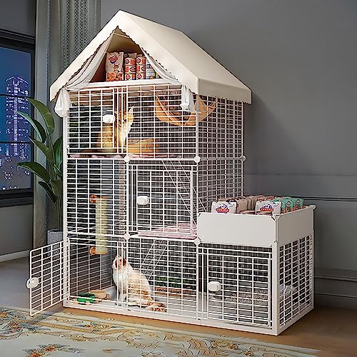 Großer Katzenkäfig, DIY-Katzenkiste für den Innenbereich, abnehmbarer Katzenlaufstall, Kleintierkäfig, halbgeschlossenes Katzengehege, großer Auslauf, ideal für 1–2 Katzen (Größe: 137 x 47 x 167 cm-A) Großer Katzenkäfig, DIY-Katzenkiste für den Innenbereich, abnehmbarer Katzenlaufstall, Kleintierkäfig, halbgeschlossenes Katzengehege, großer Auslauf, ideal für 1–2 Katzen (Größe: 137 x 47 x 167 cm-A) von DKSNAJ