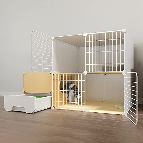 Großer Katzenkäfig, DIY-Katzenlaufstall für den Innenbereich, abnehmbare Metallhütten, Katzentoilette mit Rampenleitern und Katzenhütte, großer Übungsbereich, ideal für 1–3 Katzen (Größe: 111 x 49 x Großer Katzenkäfig, DIY-Katzenlaufstall für den Innenbereich, abnehmbare Metallhütten, Katzentoilette mit Rampenleitern und Katzenhütte, großer Übungsbereich, ideal für 1–3 Katzen (Größe: 111 x 49 x von DKSNAJ