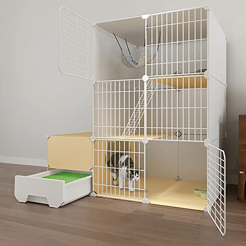 Großer Katzenkäfig, DIY-Katzenlaufstall für den Innenbereich, abnehmbare Metallhütten, Katzentoilette mit Rampenleitern und Katzenhütte, großer Übungsbereich, ideal für 1–3 Katzen (Größe: 111 x 49 x Großer Katzenkäfig, DIY-Katzenlaufstall für den Innenbereich, abnehmbare Metallhütten, Katzentoilette mit Rampenleitern und Katzenhütte, großer Übungsbereich, ideal für 1–3 Katzen (Größe: 111 x 49 x von DJAUYB