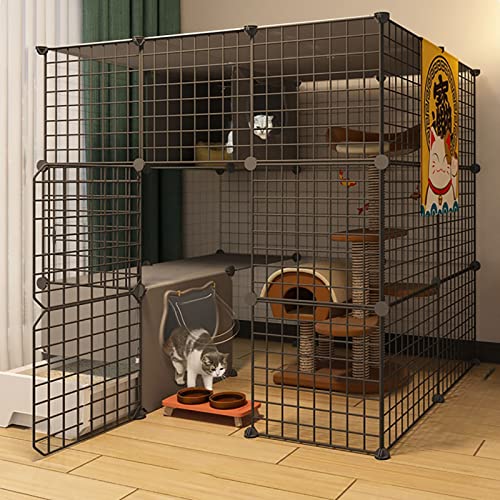 Großer Katzenkäfig - Katzengehege, Katzenkäfig, Zwinger, Katzenlaufstall, Frettchenkäfig für den Innenbereich, abnehmbarer Metall-DIY-Zwinger für den Innenbereich, Katzenkiste mit Katzentoilette - für Großer Katzenkäfig - Katzengehege, Katzenkäfig, Zwinger, Katzenlaufstall, Frettchenkäfig für den Innenbereich, abnehmbarer Metall-DIY-Zwinger für den Innenbereich, Katzenkiste mit Katzentoilette - für von DKSNAJ