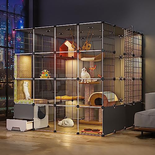 Großer Katzenkäfig für den Innenbereich, DIY-Katzenlaufstall, Katzengehege mit Katzentoilette, halbgeschlossener Katzenzaun, Abnehmbarer Kleintierkäfig, für Kätzchen, Meerschweinchen, Häschen und Großer Katzenkäfig für den Innenbereich, DIY-Katzenlaufstall, Katzengehege mit Katzentoilette, halbgeschlossener Katzenzaun, Abnehmbarer Kleintierkäfig, für Kätzchen, Meerschweinchen, Häschen und von DKSNAJ