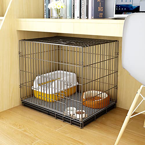Haustierkäfig für Hunde, Katzen und Welpen, Katzenkäfig, Katzenkiste, zusammenklappbare Metallhütte mit Tablett, leicht zu tragen und zu transportieren, perfekt für das Welpentraining (Größe: 83 x 59 Haustierkäfig für Hunde, Katzen und Welpen, Katzenkäfig, Katzenkiste, zusammenklappbare Metallhütte mit Tablett, leicht zu tragen und zu transportieren, perfekt für das Welpentraining (Größe: 83 x 59 von DKSNAJ
