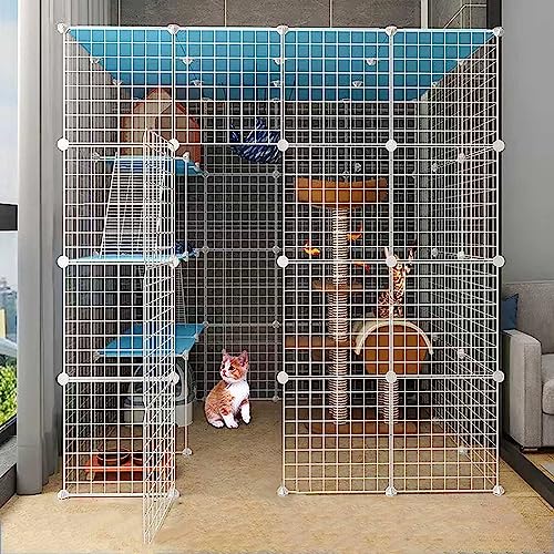 Katzenkäfig, Katzengehege für den Innenbereich, großer Katzenlaufstall, abnehmbare Katzenhütten aus Metall zum Selbermachen, Käfig für Frettchen und kleine Tiere, großer Auslauf, ideal für 1–4 Katzen Katzenkäfig, Katzengehege für den Innenbereich, großer Katzenlaufstall, abnehmbare Katzenhütten aus Metall zum Selbermachen, Käfig für Frettchen und kleine Tiere, großer Auslauf, ideal für 1–4 Katzen von DKSNAJ