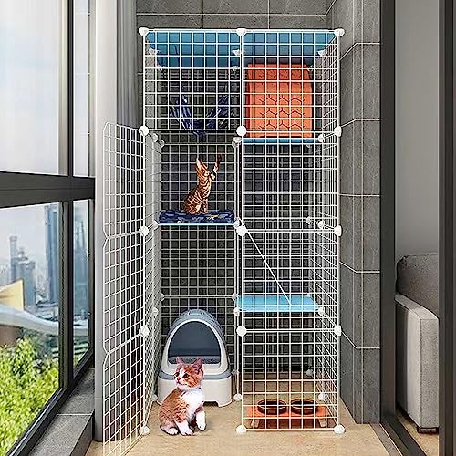 Katzenkäfig, Katzengehege für den Innenbereich, großer Katzenlaufstall, abnehmbare Katzenhütten aus Metall zum Selbermachen, Käfig für Frettchen und kleine Tiere, großer Auslauf, ideal für 1–4 Katzen Katzenkäfig, Katzengehege für den Innenbereich, großer Katzenlaufstall, abnehmbare Katzenhütten aus Metall zum Selbermachen, Käfig für Frettchen und kleine Tiere, großer Auslauf, ideal für 1–4 Katzen von DKSNAJ