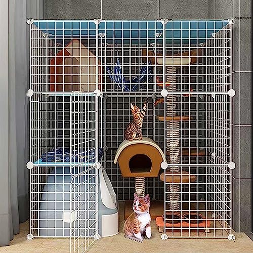 Katzenkäfig, Katzengehege für den Innenbereich, großer Katzenlaufstall, abnehmbare Katzenhütten aus Metall zum Selbermachen, Käfig für Frettchen und kleine Tiere, großer Auslauf, ideal für 1–4 Katzen Katzenkäfig, Katzengehege für den Innenbereich, großer Katzenlaufstall, abnehmbare Katzenhütten aus Metall zum Selbermachen, Käfig für Frettchen und kleine Tiere, großer Auslauf, ideal für 1–4 Katzen von DKSNAJ