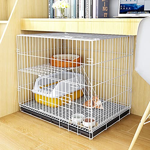Katzenkäfig, Katzenkiste, Haustierkäfig, Hunde-/Katzen-/Welpentraining, zusammenklappbare Metallhütte mit Tablett, leicht zu tragen und zu transportieren (Farbe: Weiß, Größe: 83 x 59 x 69 cm) Wisdom von DJAUYB
