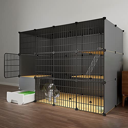 Katzenkäfig, Katzenkiste, Katzenzwinger, DIY-Katzenlaufstall für den Innenbereich, 2/3-stufiger, Abnehmbarer Metallzwinger, Kiste mit Rampenleitern und Katzenzwinger, Katzentoilette, ideal für 1–3 Katzenkäfig, Katzenkiste, Katzenzwinger, DIY-Katzenlaufstall für den Innenbereich, 2/3-stufiger, Abnehmbarer Metallzwinger, Kiste mit Rampenleitern und Katzenzwinger, Katzentoilette, ideal für 1–3 von DKSNAJ