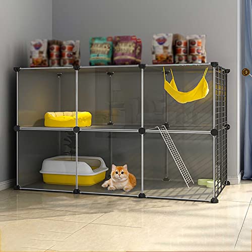 Katzenkäfig Großer Katzenkäfig Für Den Innenbereich Katzengehege Abnehmbarer DIY-Katzenlaufstall Frettchenkiste, Mit Rampenleitern Und Bett Großer Haustier-Übungsort Ideal Für 1-4 Katzen (Größe: von DJAUYB