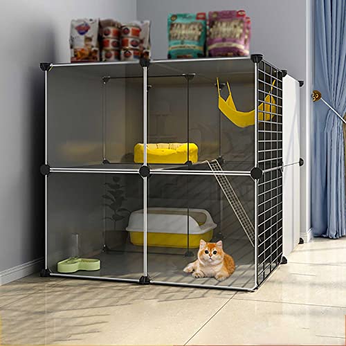 Katzenkäfig Großer Katzenkäfig Für Den Innenbereich Katzengehege Abnehmbarer DIY-Katzenlaufstall Frettchenkiste, Mit Rampenleitern Und Bett Großer Haustier-Übungsort Ideal Für 1-4 Katzen (Größe: von DJAUYB