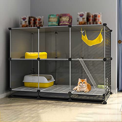 Katzenkäfig Großer Katzenkäfig für den Innenbereich, Katzengehege, Abnehmbarer DIY-Katzenlaufstall, Frettchenkiste, mit Rampenleitern und Bett, Großer Haustier-Übungsort, Ideal für 1-4 Katzen (Größe: Katzenkäfig Großer Katzenkäfig für den Innenbereich, Katzengehege, Abnehmbarer DIY-Katzenlaufstall, Frettchenkiste, mit Rampenleitern und Bett, Großer Haustier-Übungsort, Ideal für 1-4 Katzen (Größe: von DJAUYB