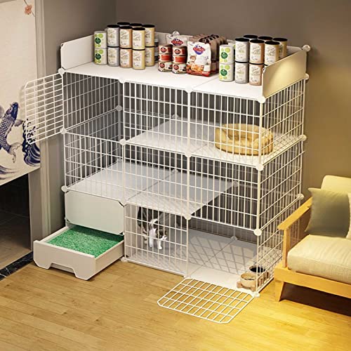 Katzenkäfig – Katzenkäfige für den Innenbereich, DIY-Katzenlaufstall, Katzengehege, abnehmbare Katzenhütten aus Metalldraht mit geschlossener Katzentoilette, Hundekäfige für kleine Hunde – für Katzenkäfig – Katzenkäfige für den Innenbereich, DIY-Katzenlaufstall, Katzengehege, abnehmbare Katzenhütten aus Metalldraht mit geschlossener Katzentoilette, Hundekäfige für kleine Hunde – für von DKSNAJ