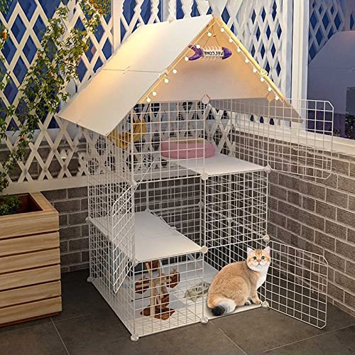 Katzenkäfig-Laufstall - Katzenkäfige für den Innenbereich, großer Frettchenkäfig, Hundekäfige für kleine Hunde, Katzen-Außengehege, abnehmbare Metalldrahtzwinger, Katzenhängematte, Haustierkäfig, von DJAUYB
