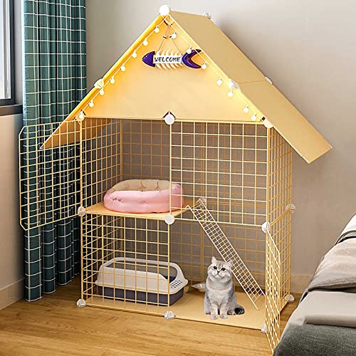 Katzenkäfig für den Innenbereich, 2-stöckig, Katzenhütte, Katzenklo, Metall-Katzenhaus, langlebiges Haustiergehege mit Katzentoilette, Katzenhängematte – für Kaninchen, Häschen, Meerschweinchen, Katzenkäfig für den Innenbereich, 2-stöckig, Katzenhütte, Katzenklo, Metall-Katzenhaus, langlebiges Haustiergehege mit Katzentoilette, Katzenhängematte – für Kaninchen, Häschen, Meerschweinchen, von DKSNAJ