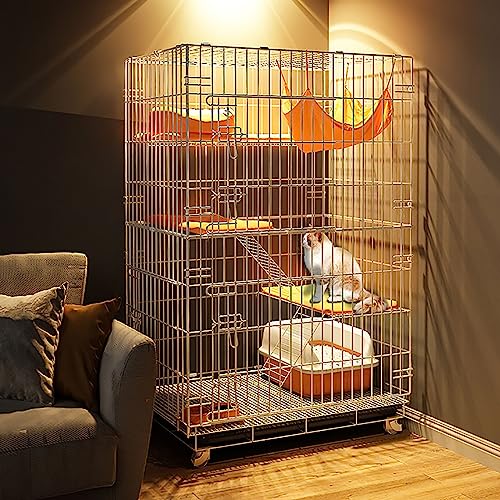 Katzenkäfig für den Innenbereich, zusammenklappbar, Metall, für Kätzchen und Frettchen, DIY-Katzenhütte mit Tür, für Kätzchen und kleine Tiere (Farbe: Weiß, Größe: 70 x 50 x 112 cm) Wisdom von DKSNAJ