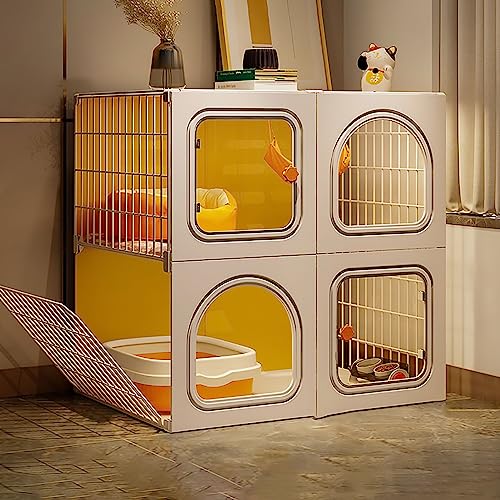 Katzenkäfig für den Innenbereich – DIY-Katzenlaufstall, Abnehmbarer Kleintierkäfig, Katzengehege mit Katzentoilette, Katzenzaun für 1–3 Katzen (Farbe: ohne Katzentoilette, Größe: 70 x 45 x 70 cm) von DJAUYB