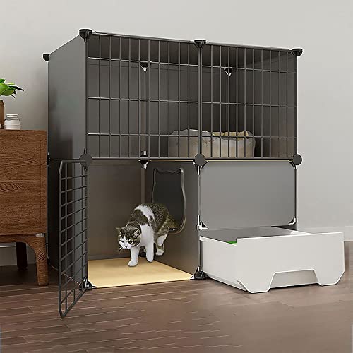 Katzenkäfig für den Innenbereich mit Katzentoilette, großes Katzengehege mit 2/3 Ebenen, DIY-Katzenkäfige für den Innenbereich für Kleintiere, Auslaufbereich, ideal für 1–3 Katzen (Größe: 75 x 49 x 91 Katzenkäfig für den Innenbereich mit Katzentoilette, großes Katzengehege mit 2/3 Ebenen, DIY-Katzenkäfige für den Innenbereich für Kleintiere, Auslaufbereich, ideal für 1–3 Katzen (Größe: 75 x 49 x 91 von DKSNAJ