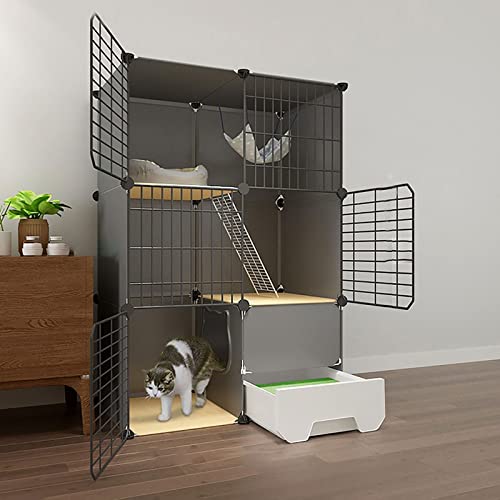 Katzenkäfig für den Innenbereich mit Katzentoilette, großes Katzengehege mit 2/3 Ebenen, DIY-Katzenkäfige für den Innenbereich für Kleintiere, Auslaufbereich, ideal für 1–3 Katzen (Größe: 75 x 49 x Katzenkäfig für den Innenbereich mit Katzentoilette, großes Katzengehege mit 2/3 Ebenen, DIY-Katzenkäfige für den Innenbereich für Kleintiere, Auslaufbereich, ideal für 1–3 Katzen (Größe: 75 x 49 x von DKSNAJ