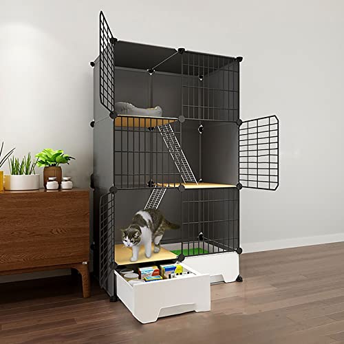 Katzenkäfig für den Innenbereich mit Katzentoilette, großes Katzengehege mit 2/3 Ebenen, DIY-Katzenkäfige für den Innenbereich für Kleintiere, Auslaufbereich, ideal für 1–3 Katzen (Größe: 75 x 49 x Katzenkäfig für den Innenbereich mit Katzentoilette, großes Katzengehege mit 2/3 Ebenen, DIY-Katzenkäfige für den Innenbereich für Kleintiere, Auslaufbereich, ideal für 1–3 Katzen (Größe: 75 x 49 x von DKSNAJ