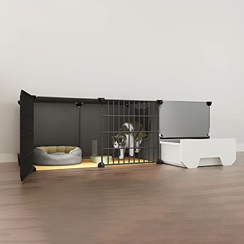 Katzenkäfig für den Innenbereich mit Katzentoilette, großes Katzengehege mit 2/3 Ebenen, DIY-Katzenkäfige für den Innenbereich für Kleintiere, Auslaufbereich, ideal für 1–3 Katzen (Größe: 111 x 49 x Katzenkäfig für den Innenbereich mit Katzentoilette, großes Katzengehege mit 2/3 Ebenen, DIY-Katzenkäfige für den Innenbereich für Kleintiere, Auslaufbereich, ideal für 1–3 Katzen (Größe: 111 x 49 x von DKSNAJ