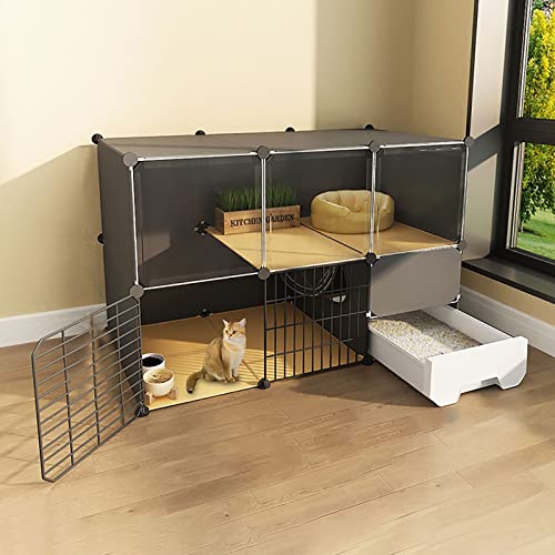 Katzenkäfig mit Katzentoilette, Katzenkäfige für den Innenbereich, 2/3-stöckige Katzenkiste, Katzenlaufstall, Katzengehege, Kleintierkäfig, Hundekäfig, Auslaufplatz, ideal für 1–3 Katzen (Farbe: Katzenkäfig mit Katzentoilette, Katzenkäfige für den Innenbereich, 2/3-stöckige Katzenkiste, Katzenlaufstall, Katzengehege, Kleintierkäfig, Hundekäfig, Auslaufplatz, ideal für 1–3 Katzen (Farbe: von DKSNAJ