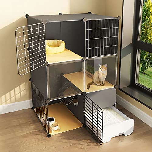 Katzenkäfig mit Katzentoilette, Katzenkäfige für den Innenbereich, 2/3-stöckige Katzenkiste, Katzenlaufstall, Katzengehege, Kleintierkäfig, Hundekäfig, Auslaufplatz, ideal für 1–3 Katzen (Farbe: Katzenkäfig mit Katzentoilette, Katzenkäfige für den Innenbereich, 2/3-stöckige Katzenkiste, Katzenlaufstall, Katzengehege, Kleintierkäfig, Hundekäfig, Auslaufplatz, ideal für 1–3 Katzen (Farbe: von DKSNAJ