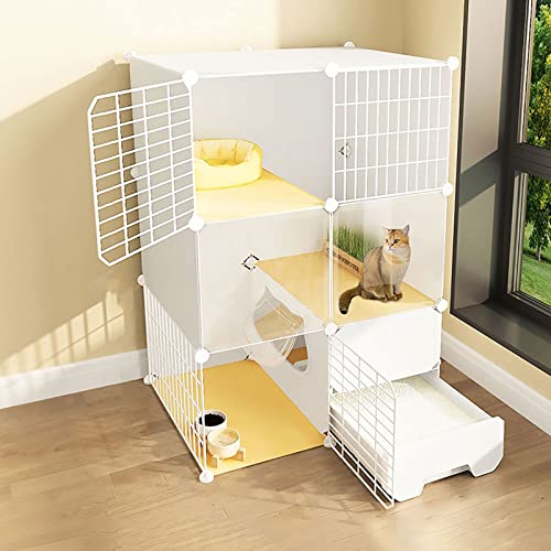 Katzenkäfig mit Katzentoilette, Katzenkäfige für den Innenbereich, 2/3-stöckige Katzenkiste, Katzenlaufstall, Katzengehege, Kleintierkäfig, Hundekäfig, Auslaufplatz, ideal für 1–3 Katzen (Farbe: Weiß, Katzenkäfig mit Katzentoilette, Katzenkäfige für den Innenbereich, 2/3-stöckige Katzenkiste, Katzenlaufstall, Katzengehege, Kleintierkäfig, Hundekäfig, Auslaufplatz, ideal für 1–3 Katzen (Farbe: Weiß, von DKSNAJ