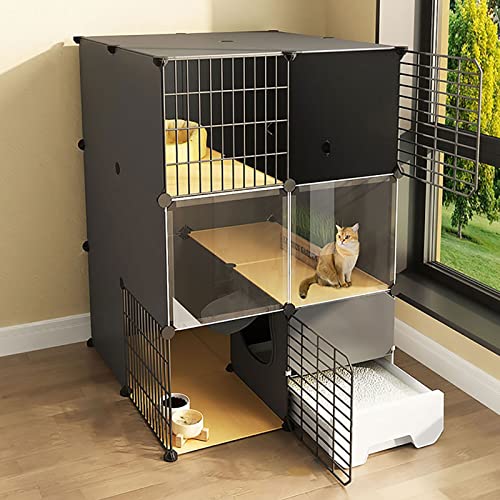 Katzenkäfig mit Katzentoilette, Katzenkäfige für den Innenbereich, 2/3-stöckige Katzenkiste, Katzenlaufstall, Katzengehege, Kleintierkäfig, Hundekäfig, Auslaufplatz, ideal für 1–3 Katzen (Farbe: Katzenkäfig mit Katzentoilette, Katzenkäfige für den Innenbereich, 2/3-stöckige Katzenkiste, Katzenlaufstall, Katzengehege, Kleintierkäfig, Hundekäfig, Auslaufplatz, ideal für 1–3 Katzen (Farbe: von DKSNAJ