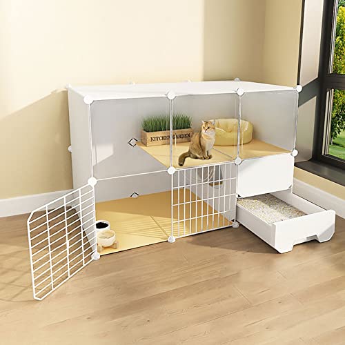 Katzenkäfig mit Katzentoilette, Katzenkäfige für den Innenbereich, 2/3-stöckige Katzenkiste, Katzenlaufstall, Katzengehege, Kleintierkäfig, Hundekäfig, Auslaufplatz, ideal für 1–3 Katzen (Farbe: Weiß, Katzenkäfig mit Katzentoilette, Katzenkäfige für den Innenbereich, 2/3-stöckige Katzenkiste, Katzenlaufstall, Katzengehege, Kleintierkäfig, Hundekäfig, Auslaufplatz, ideal für 1–3 Katzen (Farbe: Weiß, von DKSNAJ