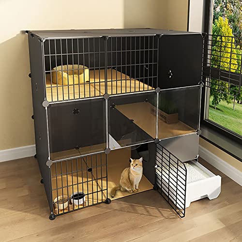 Katzenkäfig mit Katzentoilette, Katzenkäfige für den Innenbereich, 2/3-stöckige Katzenkiste, Katzenlaufstall, Katzengehege, Kleintierkäfig, Hundekäfig, Auslaufplatz, ideal für 1–3 Katzen (Farbe: Katzenkäfig mit Katzentoilette, Katzenkäfige für den Innenbereich, 2/3-stöckige Katzenkiste, Katzenlaufstall, Katzengehege, Kleintierkäfig, Hundekäfig, Auslaufplatz, ideal für 1–3 Katzen (Farbe: von DKSNAJ