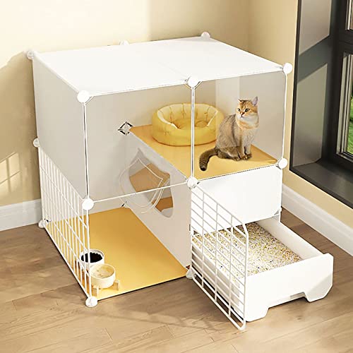 Katzenkäfig mit Katzentoilette, Katzenkäfige für den Innenbereich, 2/3-stöckige Katzenkiste, Katzenlaufstall, Katzengehege, Kleintierkäfig, Hundekäfig, Auslaufplatz, ideal für 1–3 Katzen (Farbe: Weiß, Katzenkäfig mit Katzentoilette, Katzenkäfige für den Innenbereich, 2/3-stöckige Katzenkiste, Katzenlaufstall, Katzengehege, Kleintierkäfig, Hundekäfig, Auslaufplatz, ideal für 1–3 Katzen (Farbe: Weiß, von DKSNAJ