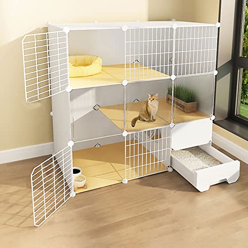 Katzenkäfig mit Katzentoilette, Katzenkäfige für den Innenbereich, 2/3-stöckige Katzenkiste, Katzenlaufstall, Katzengehege, Kleintierkäfig, Hundekäfig, Auslaufplatz, ideal für 1–3 Katzen (Farbe: Katzenkäfig mit Katzentoilette, Katzenkäfige für den Innenbereich, 2/3-stöckige Katzenkiste, Katzenlaufstall, Katzengehege, Kleintierkäfig, Hundekäfig, Auslaufplatz, ideal für 1–3 Katzen (Farbe: von DKSNAJ