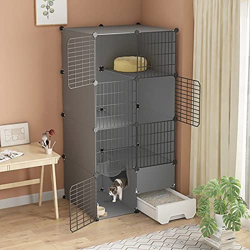 Katzenkäfig mit Katzentoilette, Katzenkäfige für den Innenbereich, 2/3-stöckige Katzenkisten, Haustierkäfige für Katzen, Übungsort, ideal für 1–3 Katzen, EIN großartiger Helfer für die Haltung und Katzenkäfig mit Katzentoilette, Katzenkäfige für den Innenbereich, 2/3-stöckige Katzenkisten, Haustierkäfige für Katzen, Übungsort, ideal für 1–3 Katzen, EIN großartiger Helfer für die Haltung und von DKSNAJ