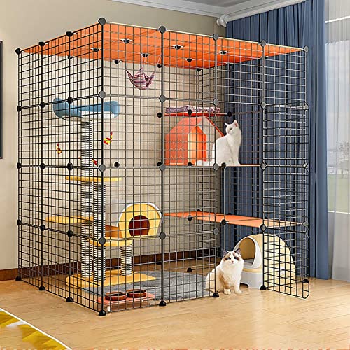 Katzenkäfige Großer Katzenkäfig Katzengehege für den Innenbereich, Katzenzwinger Frettchenkäfige Abnehmbarer Hunde-Trainingszaun aus Metall mit Hängematte, Einfach zusammenzubauen, Schwarz/Weiß, 6 Katzenkäfige Großer Katzenkäfig Katzengehege für den Innenbereich, Katzenzwinger Frettchenkäfige Abnehmbarer Hunde-Trainingszaun aus Metall mit Hängematte, Einfach zusammenzubauen, Schwarz/Weiß, 6 von DKSNAJ