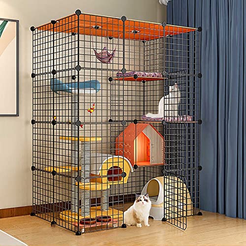 Katzenkäfige Großer Katzenkäfig Katzengehege für den Innenbereich, Katzenzwinger Frettchenkäfige Abnehmbarer Hunde-Trainingszaun aus Metall mit Hängematte, Einfach zusammenzubauen, Schwarz/Weiß, 6 Katzenkäfige Großer Katzenkäfig Katzengehege für den Innenbereich, Katzenzwinger Frettchenkäfige Abnehmbarer Hunde-Trainingszaun aus Metall mit Hängematte, Einfach zusammenzubauen, Schwarz/Weiß, 6 von DKSNAJ
