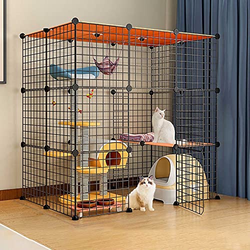 Katzenkäfige Großer Katzenkäfig Katzengehege für den Innenbereich, Katzenzwinger Frettchenkäfige Abnehmbarer Hunde-Trainingszaun aus Metall mit Hängematte, Einfach zusammenzubauen, Schwarz/Weiß, 6 Katzenkäfige Großer Katzenkäfig Katzengehege für den Innenbereich, Katzenzwinger Frettchenkäfige Abnehmbarer Hunde-Trainingszaun aus Metall mit Hängematte, Einfach zusammenzubauen, Schwarz/Weiß, 6 von DKSNAJ