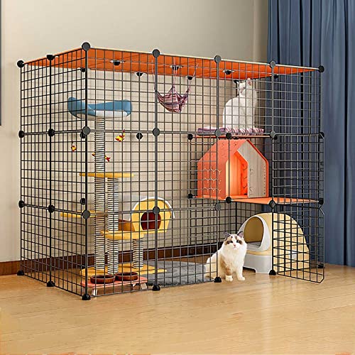 Katzenkäfige Großer Katzenkäfig Katzengehege für den Innenbereich, Katzenzwinger Frettchenkäfige Abnehmbarer Hunde-Trainingszaun aus Metall mit Hängematte, Einfach zusammenzubauen, Schwarz/Weiß, 6 Katzenkäfige Großer Katzenkäfig Katzengehege für den Innenbereich, Katzenzwinger Frettchenkäfige Abnehmbarer Hunde-Trainingszaun aus Metall mit Hängematte, Einfach zusammenzubauen, Schwarz/Weiß, 6 von DKSNAJ