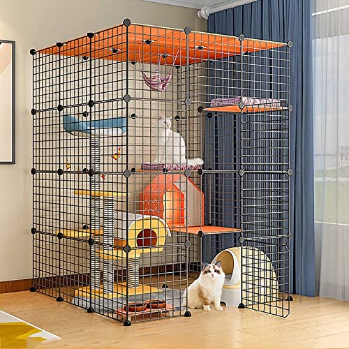 Katzenkäfige Großer Katzenkäfig Katzengehege für den Innenbereich, Katzenzwinger Frettchenkäfige Abnehmbarer Hunde-Trainingszaun aus Metall mit Hängematte, Einfach zusammenzubauen, Schwarz/Weiß, 6 Katzenkäfige Großer Katzenkäfig Katzengehege für den Innenbereich, Katzenzwinger Frettchenkäfige Abnehmbarer Hunde-Trainingszaun aus Metall mit Hängematte, Einfach zusammenzubauen, Schwarz/Weiß, 6 von DKSNAJ