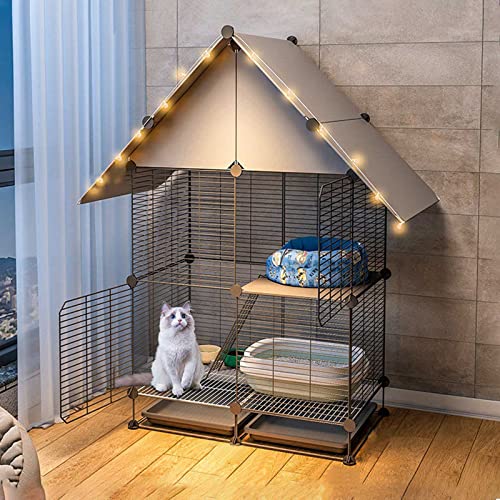 Katzenkäfige – Großer Katzenkäfig-Laufstall, 2-stöckiges Katzengehege, Katzenkäfig für den Innenbereich, Katzenkiste, Laufstall für Kätzchen, Frettchenkäfig, abnehmbare Zwinger aus Metalldraht – für Katzenkäfige – Großer Katzenkäfig-Laufstall, 2-stöckiges Katzengehege, Katzenkäfig für den Innenbereich, Katzenkiste, Laufstall für Kätzchen, Frettchenkäfig, abnehmbare Zwinger aus Metalldraht – für von DKSNAJ