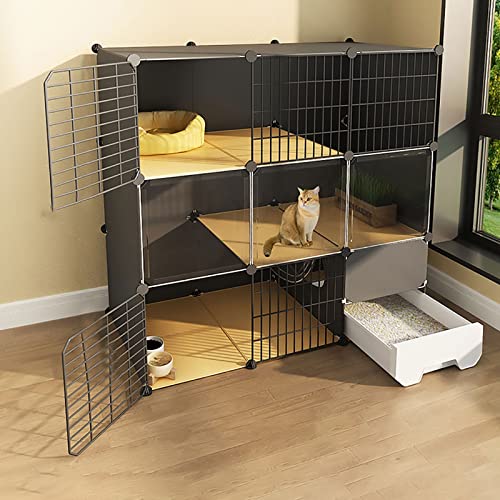 Katzenkäfige für den Innenbereich, Katzenkäfig mit Katzentoilette, 2/3-stöckiger Katzenkäfig, Katzenlaufstall, Kleintierkäfig, Hundekäfig, leicht zu reinigen, Auslauf, ideal für 1–3 Katzen (Größe: Katzenkäfige für den Innenbereich, Katzenkäfig mit Katzentoilette, 2/3-stöckiger Katzenkäfig, Katzenlaufstall, Kleintierkäfig, Hundekäfig, leicht zu reinigen, Auslauf, ideal für 1–3 Katzen (Größe: von DJAUYB