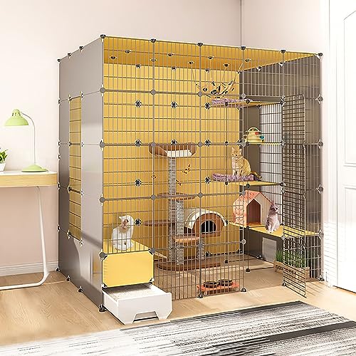 Katzenkäfige für den Innenbereich, großer Katzenkäfig mit Katzentoilette, DIY-Katzenlaufstall, Katzengehege, Abnehmbarer Drahtzwinger, Kleintierkäfige, großer Auslauf, ideal für Katzen (Größe: 183 x Katzenkäfige für den Innenbereich, großer Katzenkäfig mit Katzentoilette, DIY-Katzenlaufstall, Katzengehege, Abnehmbarer Drahtzwinger, Kleintierkäfige, großer Auslauf, ideal für Katzen (Größe: 183 x von DKSNAJ