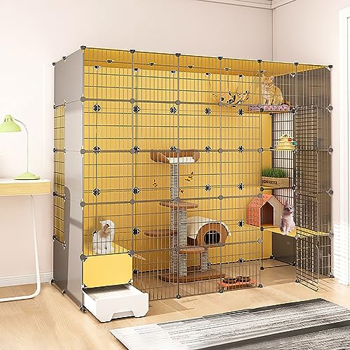 Katzenkäfige für den Innenbereich, großer Katzenkäfig mit Katzentoilette, DIY-Katzenlaufstall, Katzengehege, Abnehmbarer Drahtzwinger, Kleintierkäfige, großer Auslauf, ideal für Katzen (Größe: 219 x Katzenkäfige für den Innenbereich, großer Katzenkäfig mit Katzentoilette, DIY-Katzenlaufstall, Katzengehege, Abnehmbarer Drahtzwinger, Kleintierkäfige, großer Auslauf, ideal für Katzen (Größe: 219 x von DKSNAJ